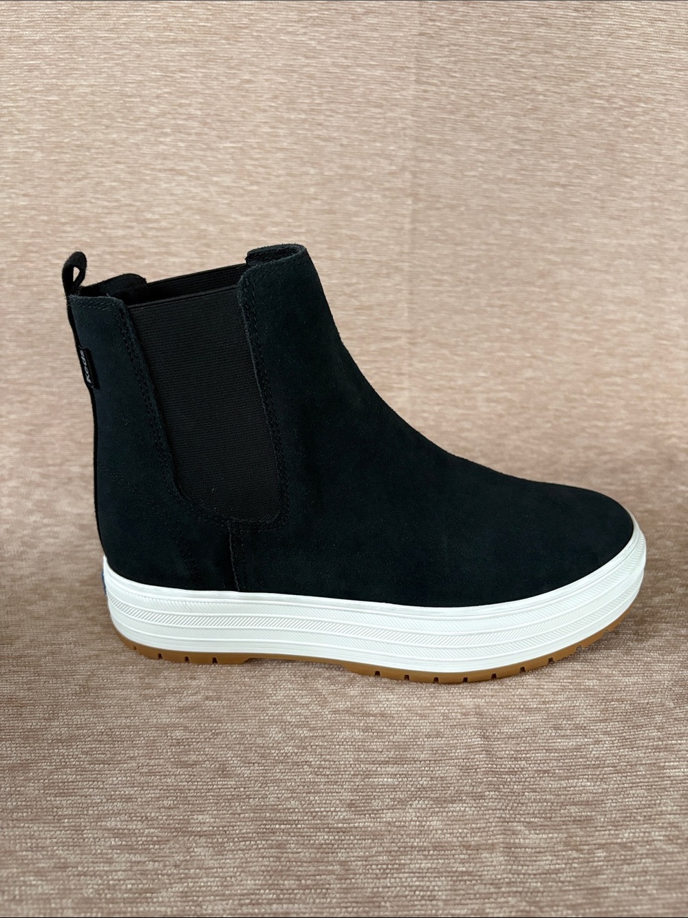 Keds Black Suede Platform Chelsea Booties with White Sole Size 7.5 Women’s - Picture 5 of 9